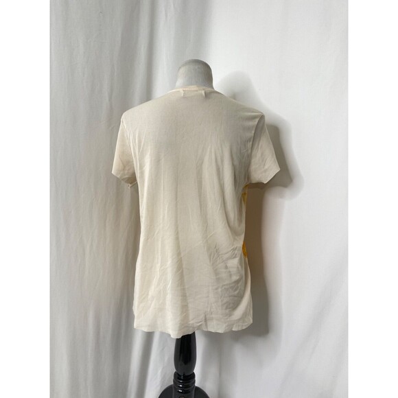 Womens Large Shirt Zara Basics Col Yellow and White See Through Negative Print - Picture 7 of 14